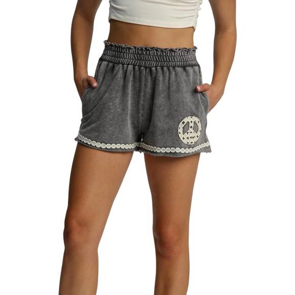 NEW UMGEE peace out shorts in charcoal - Picture 1 of 2